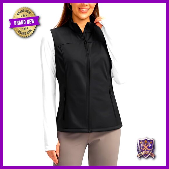Lightweight Softshell Vest with Zipper Pockets for Hiking Running Golf